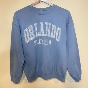 Gildan Blue Orlando Florida Oversized Crew Neck Sweatshirt Size Medium